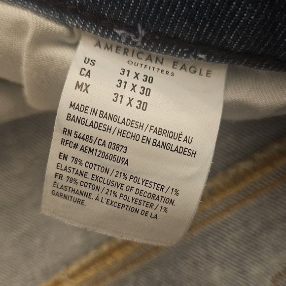 American Eagle Distressed Acid Washed Jeans 31x30 5191 Destroyed patched rips - Picture 3 of 13